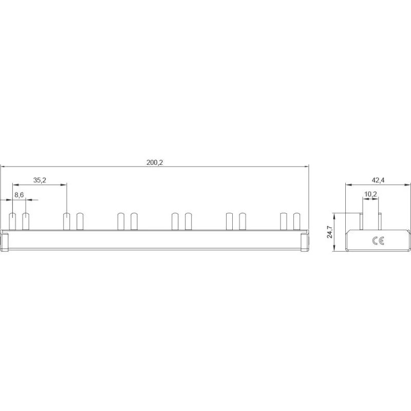 SIEMENS 5ST3675-0 Stiftsammelschiene 10mm² 3p/N 6xAFD+6xKomp. 12TE