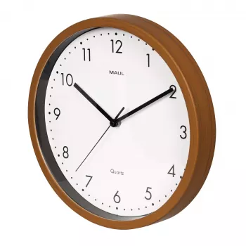 MAUL 9051476 Quarz-Wanduhr 30 cm x 5 cm Holz (dunkel) Weiß