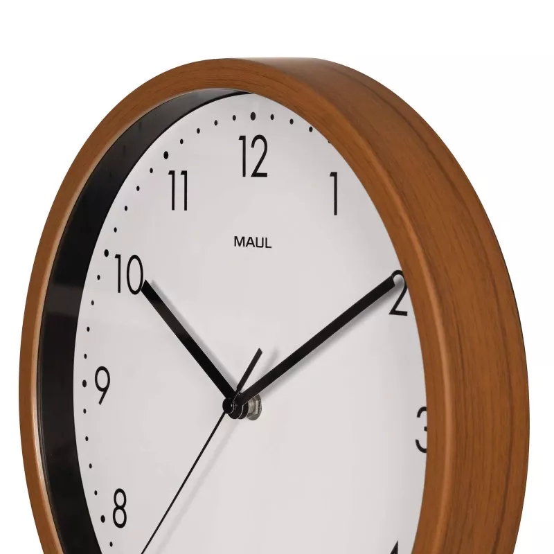 MAUL 9051476 Quarz-Wanduhr 30 cm x 5 cm Holz (dunkel) Weiß