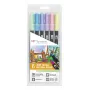 Tombow ABT-6P-2 Dual Brush Pen Set - 6 Farben - Feine Spitze & Pinselspitze - Mehrfarbig