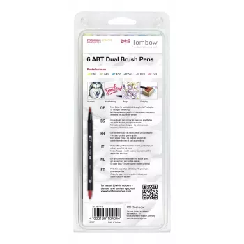 Tombow ABT-6P-2 Dual Brush Pen Set - 6 Farben - Feine Spitze & Pinselspitze - Mehrfarbig