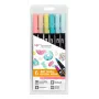 Tombow ABT-6P-4 Dual Brush Pen Set - 6 Stifte - Fine & Brush Spitze - Mehrfarbig - Rund