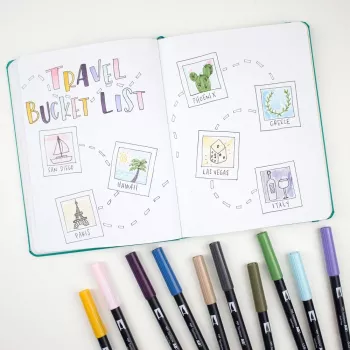 Tombow ABT-6P-4 Dual Brush Pen Set - 6 Stifte - Fine & Brush Spitze - Mehrfarbig - Rund