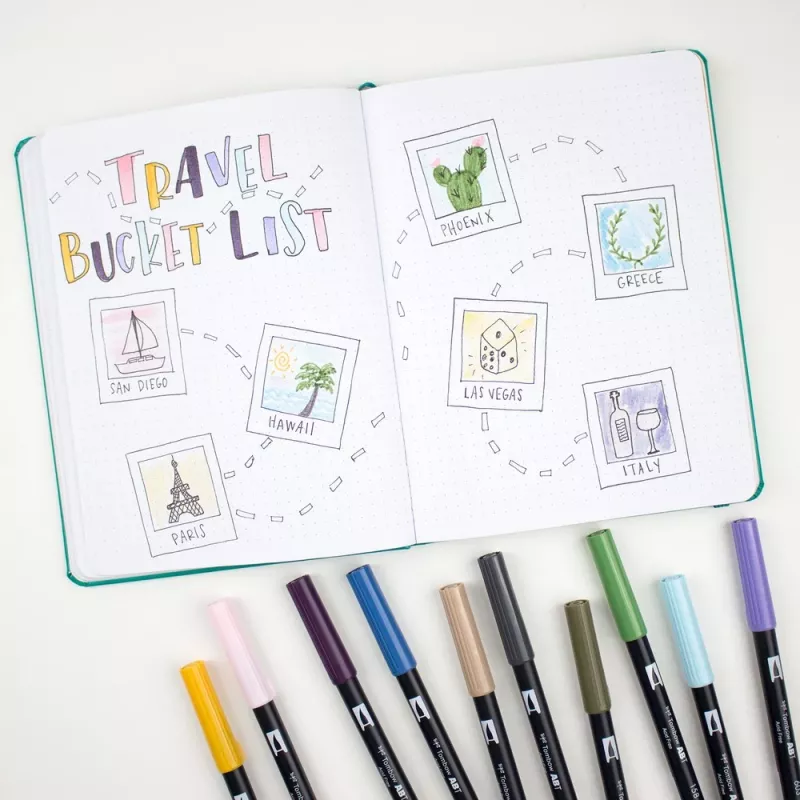 Tombow ABT-6P-4 Dual Brush Pen Set - 6 Stifte - Fine & Brush Spitze - Mehrfarbig - Rund
