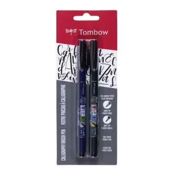 Tombow WS-BHS-2P Dual Brush Pen Set - Schwarz - 2 Stück - Blisterverpackung