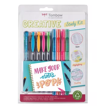 Tombow The Creative Study Kit inklusive 4 Reporter Kugelschreiber und 4 Mono Edge Textmarker