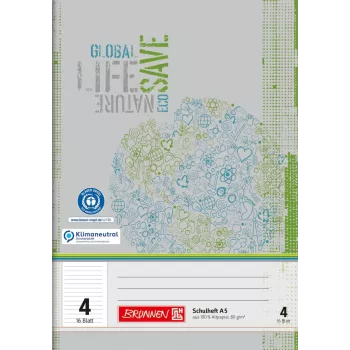 BRUNNEN Recycling Schulheft Lineatur 4 liniert ohne Rand