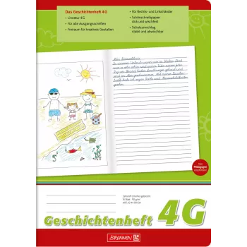 BRUNNEN Geschichtenheft A4 Lineatur 4G 16 Blatt Übungsheft