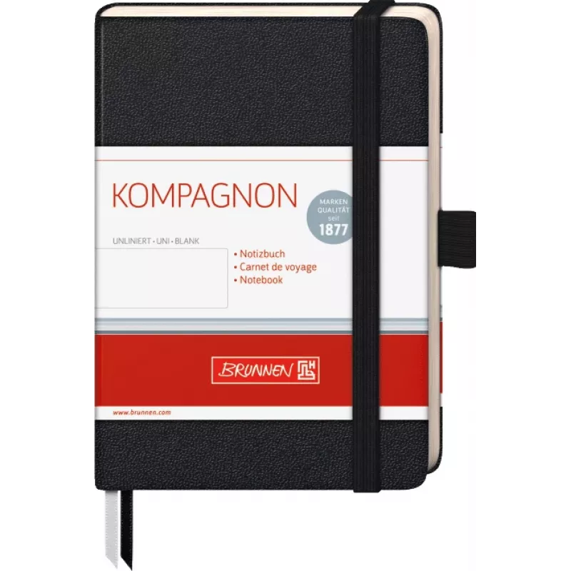 BRUNNEN KOMPAGNON Notizbuch A6 Blanko 192 Seiten Hardcover Schwarz