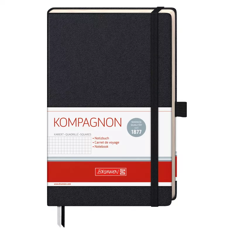 BRUNNEN KOMPAGNON Notizbuch A5 kariert schwarz 96 Blatt