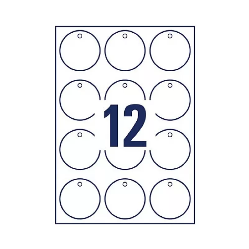 Avery Zweckform T3004-10 Nicht haftende runde Etiketten, Polyester, Weiß, 60 mm, 120 Etiketten