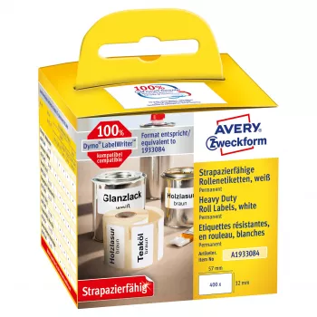 Avery Zweckform Etiketten auf Rolle - Permanentkleber - Weiß - 57 x 32 mm - 400 Etiketten (1 Rolle à 400)