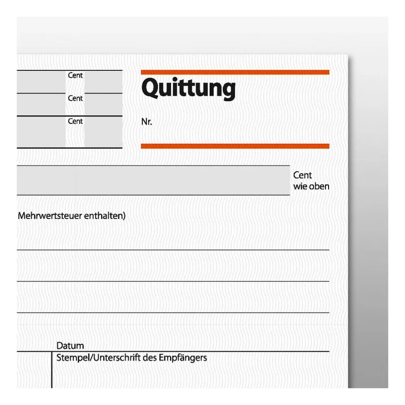 Sigel QU619 Quittungsformularbuch, MwSt. separat ausgewiesen, A6 Querformat, 50 Blatt