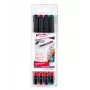 EDDING 141 F Permanentmarker-Set - Feinspitze 0,6 mm - Schwarz, Blau, Grün, Rot - 4 Marker