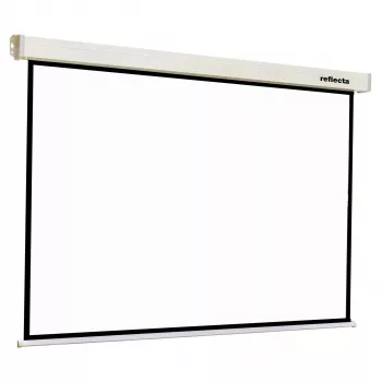 Reflecta Crystal-Line Rollo Softlift 160x160 manuelle Leinwand zum Herunterziehen, 1:1 Seitenverhältnis, 160x160 cm Bildfläche, mattweiß, weißes Gehäuse