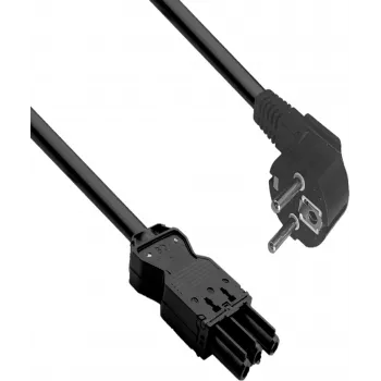 HELOS Power Connection Cable GST18 Compatible CEE 7/7 90° Angled Plug to Socket Black 1,0m