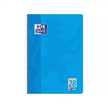 Oxford College Block Touch A4+ kariert Sea Blue 80 Blatt 160 Seiten spiralgebunden mikroperforiert 4-fach gelocht 90gsm Optik Paper FSC-zertifiziert