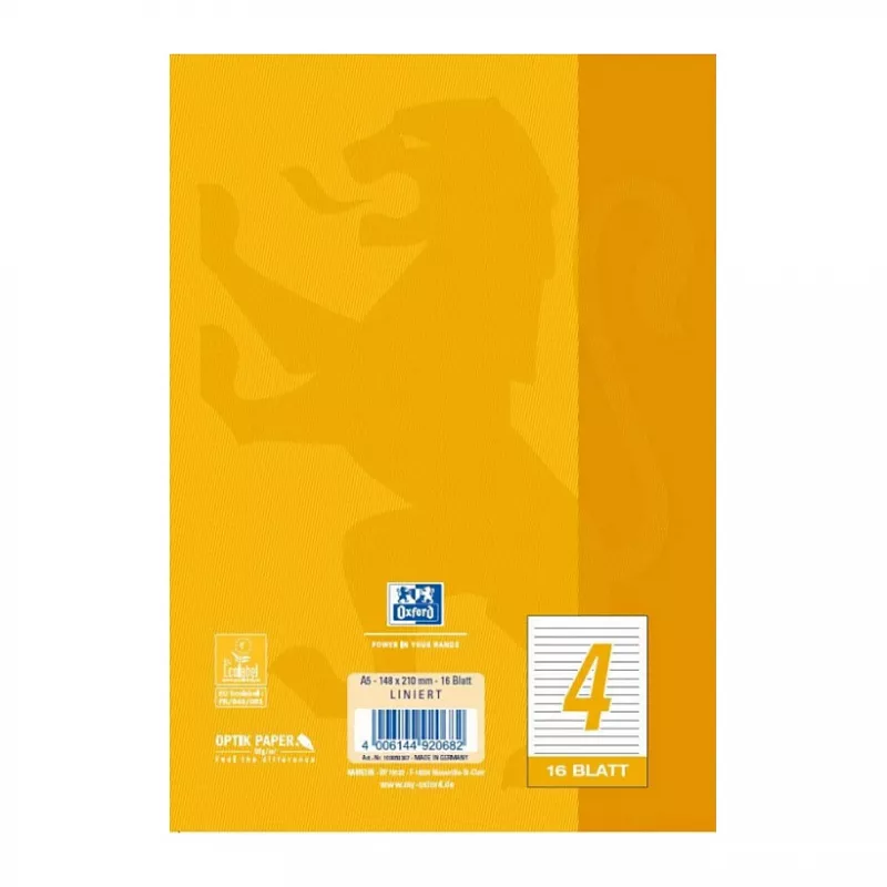 Oxford 100050367 Notizbuch A5 90 g/m2 Gelb