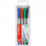 STABILO OHPen - 4 Stück - Schwarz - Blau - Grün - Rot - Rund - Extrafein - 0,4 mm - Wasserbasierte Tinte