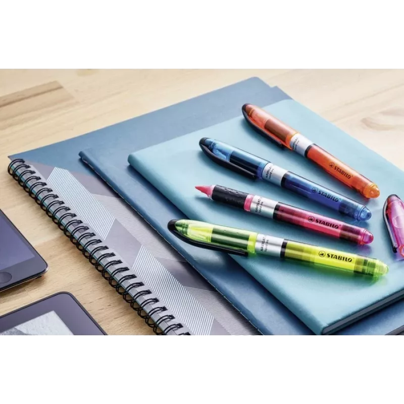 STABILO Navigator Highlighter - 10er-Pack - Blau - Meißelspitze - 1 mm / 4 mm Strichstärke - Wasserbasierte Tinte - Kunststoff