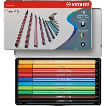 STABILO Pen 68 Fasermaler - 1 mm - 10 Farben sortiert