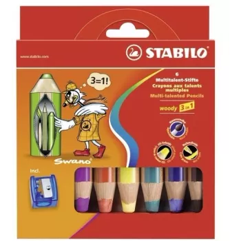 STABILO woody 3 in 1 Multi 6er-Pack - Farben sortiert