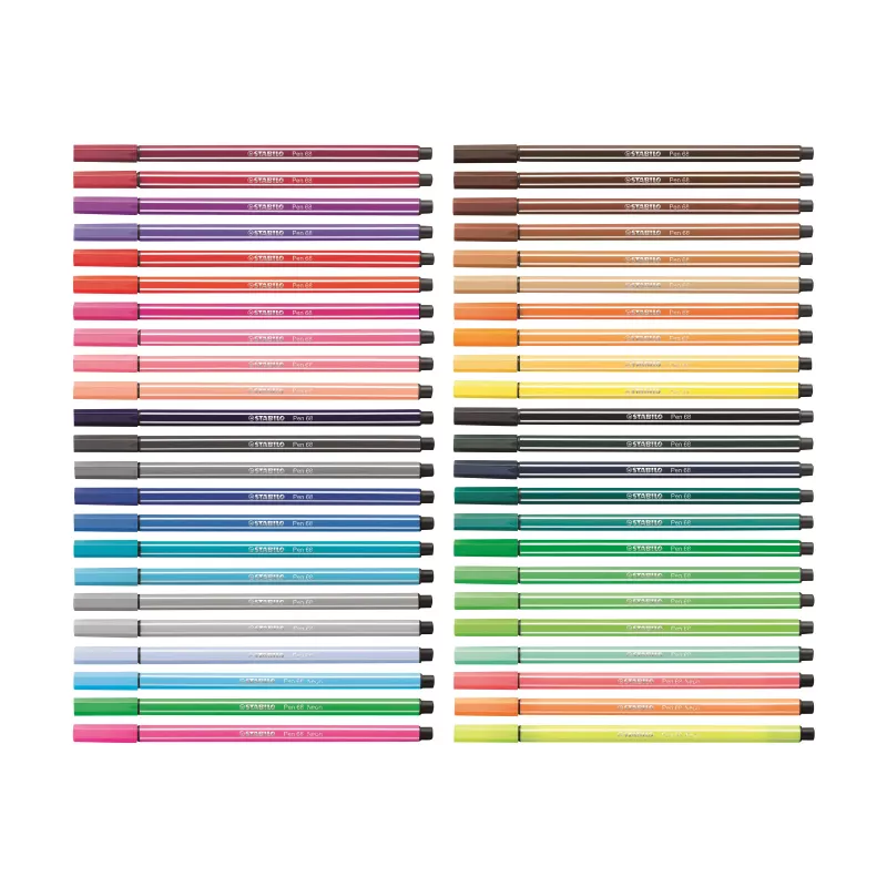 STABILO Pen 68 Filzstift-Set, 20 Farben sortiert, Kunststoffbox, Zebrui Türkis, 1 mm Strichstärke