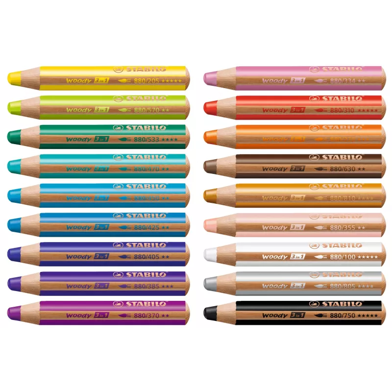 STABILO Woody 3 in 1 Multi-Talent Stift - Weich - Farben sortiert - 18 Stück