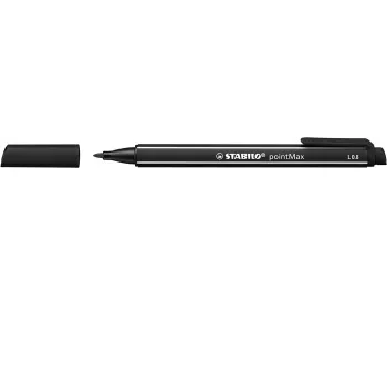 STABILO pointMax Filzstift - Schwarz - Medium - 0,8 mm - Rund - Wasserbasierte Tinte - Nylonspitze