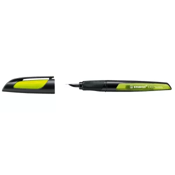 STABILO EASYbuddy Füllfederhalter - Black Lime - blaue Tinte - Patronenfüllsystem - für Rechts- und Linkshänder - 1 Stück