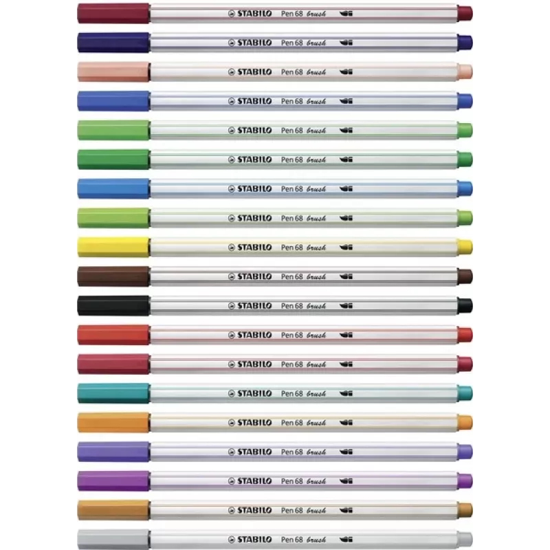 STABILO Pen 68 Brush - Blau - Pinselspitze - Wasserbasierte Tinte - Sechseckig - 1 Stift