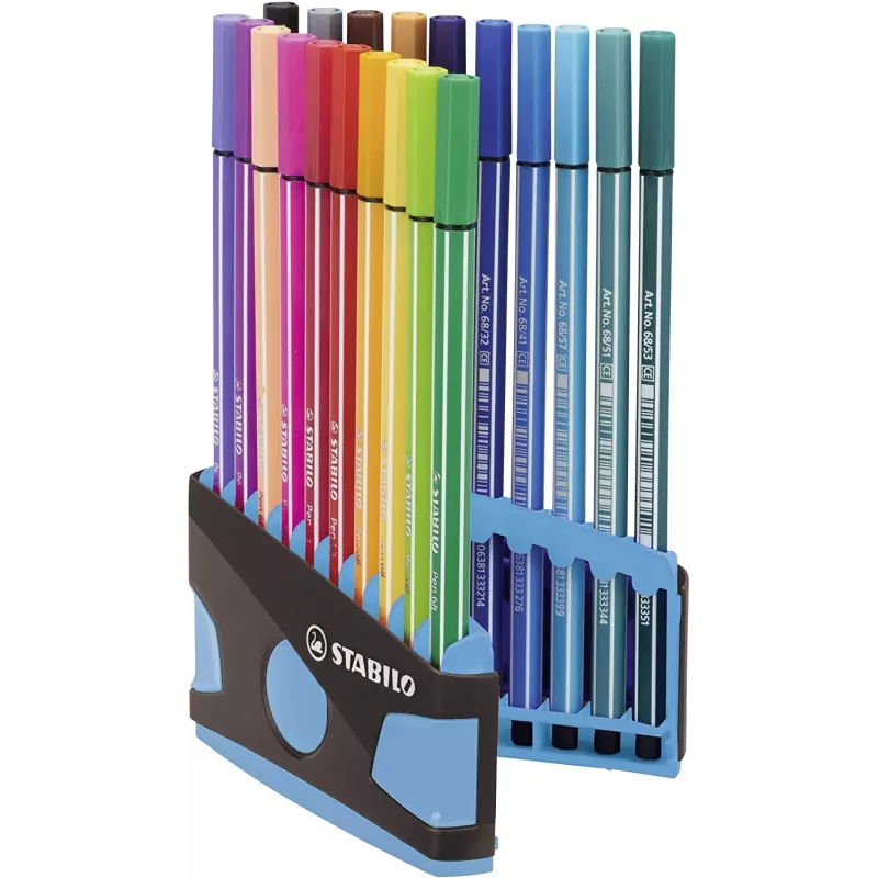 STABILO Pen 68 Filzstift-Set - Mittel - 20 Farben - Sortiert - 1 mm - 24 h Cap-Off - Wasserbasierte Tinte