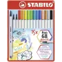STABILO Pen 68 Brush - 15 Farben - Sortiert - Wasserbasierte Tinte - Deutschland - Erwachsene & Kinder