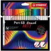 STABILO Pen 68 Brush ARTY Edition 24er Kartonetui - Flexible Pinselspitzen-Filzstifte für Handlettering, Bullet Journaling und Illustration