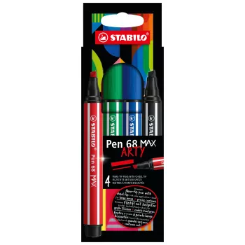 STABILO Pen 68 MAX 4-Pack ARTY Filzstift mit Keilspitze