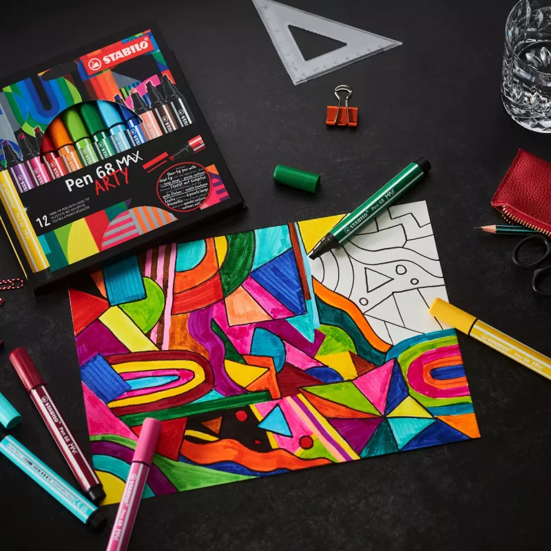 STABILO Pen 68 MAX 4-Pack ARTY Filzstift mit Keilspitze