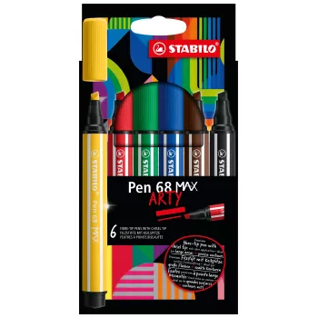 STABILO Pen 68 MAX 6-Pack Arty Edition Filzstifte mit Keilspitze