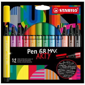 STABILO Pen 68 MAX 12-teiliges Filzstift-Set ARTY Edition mit Keilspitze in Kunststoffetui