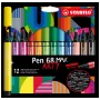 STABILO Pen 68 MAX 12-teiliges Filzstift-Set ARTY Edition mit Keilspitze in Kunststoffetui