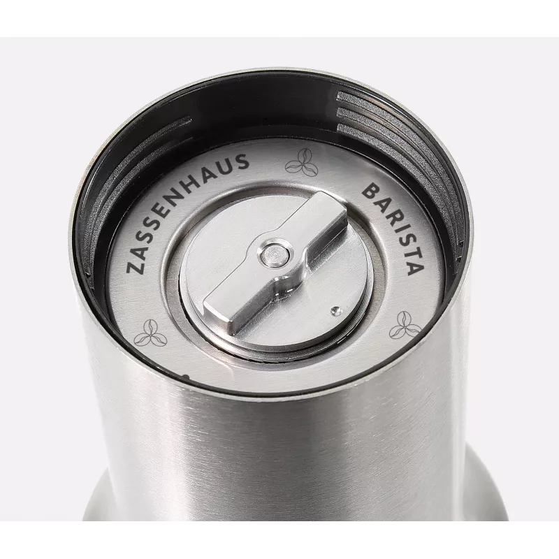 Zassenhaus Kaffeemühle BARISTA Edelstahl / Glas Handmühle mit Keramikmahlwerk