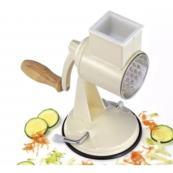 Zassenhaus Trommelreibe Classic Cream – 3-Trommel-Rotationsreibe mit Edelstahltrommeln, Saugfuß, ergonomischer Kurbel