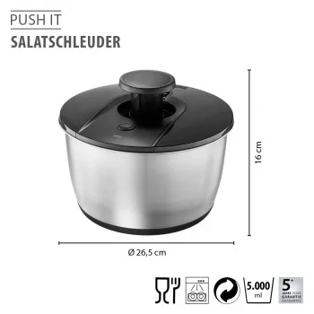 GEFU PUSH IT Salatschleuder Edelstahl