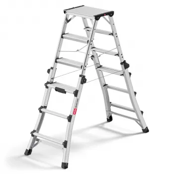 Hailo Master DTL100 2x4 - 2x6 Stufen Teleskop-Kombinationsleiter 150 kg Aluminium