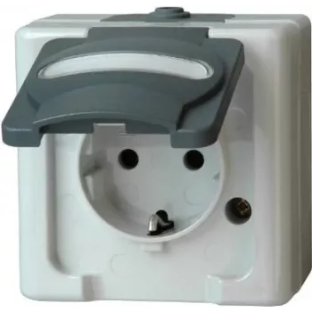 HEINRICH KOPP Schuko-Steckdose 1-fach Aufputz Feuchtraum IP44 Grau 16A 250V (103356006)