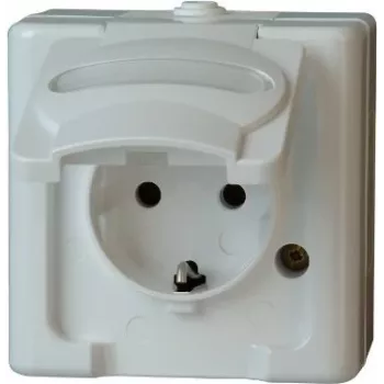 HEINRICH KOPP Schuko-Steckdose 1-fach Aufputz Feuchtraum IP44 Arktisweiß 16A 250V (103302007)
