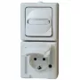 HEINRICH KOPP Kombination Vertikalschalter/Schuko-Steckdose Aufputz Feuchtraum IP44 Arktis Arctic White (130802000)