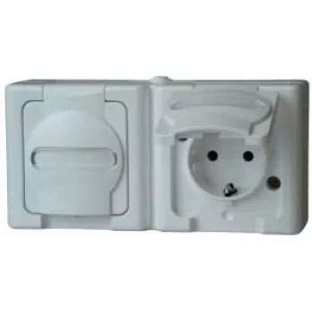 HEINRICH KOPP BLUE ELECTRIC Aufputz-Kombischalter und Schuko-Steckdose, IP44, Arktisweiß, 250V, 16A (131202003)