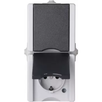 HEINRICH KOPP proAQA Aufputz-Wetterfeste Steckdose 2-fach Vertikal IP44 Grau 16A 250V Typ F