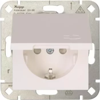 HEINRICH KOPP HK 07 1-Gang Schuko-Steckdose mit Klappdeckel, Reinweiß, Unterputz, IP44, 250V/16A, 940129002