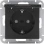 Heinrich Kopp SCHUKO-Steckdose mit Klappdeckel, Mattschwarz, USB-Ladefunktion, IP44